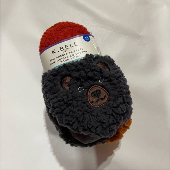 K. Bell Kids Sherpa Slippers, 2 Pack, Monkey and Bear - Picture 4 of 7